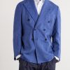 Double-Breasted Linen and Wool-Blend Suit Jacket - FR Double-Breasted Linen and Wool-Blend Suit Jacket - FR