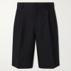Straight-Leg Pleated Linen Shorts Straight-Leg Pleated Linen Shorts