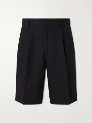 Straight-Leg Pleated Linen Shorts Straight-Leg Pleated Linen Shorts