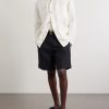 Straight-Leg Pleated Linen Shorts - OU Straight-Leg Pleated Linen Shorts - OU