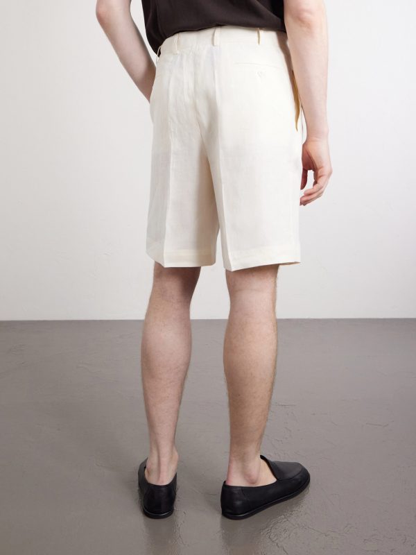 Straight-Leg Pleated Cotton Shorts - BK Straight-Leg Pleated Cotton Shorts - BK