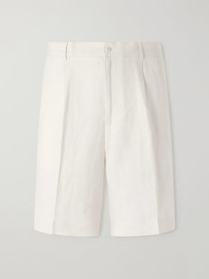 Straight-Leg Pleated Cotton Shorts Straight-Leg Pleated Cotton Shorts