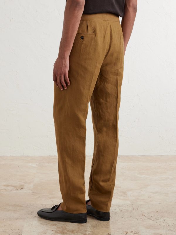 Manny Straight-Leg Pleated Linen Trousers - BK Manny Straight-Leg Pleated Linen Trousers - BK