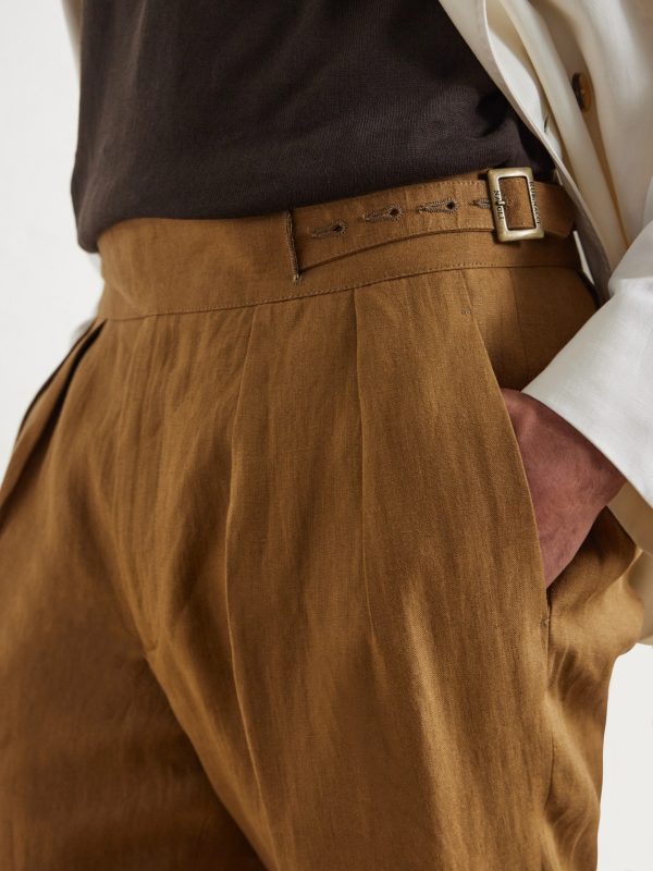 Manny Straight-Leg Pleated Linen Trousers - CU Manny Straight-Leg Pleated Linen Trousers - CU