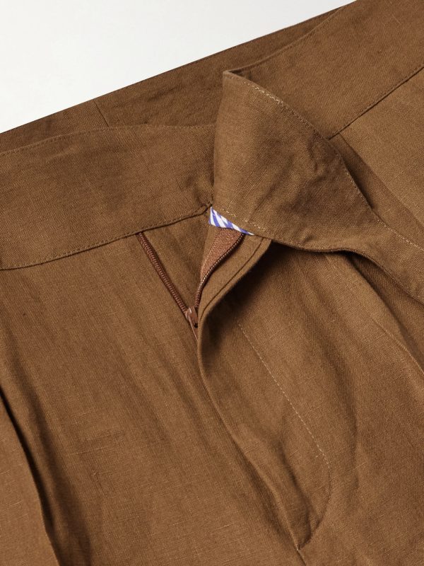 Manny Straight-Leg Pleated Linen Trousers - E1 Manny Straight-Leg Pleated Linen Trousers - E1