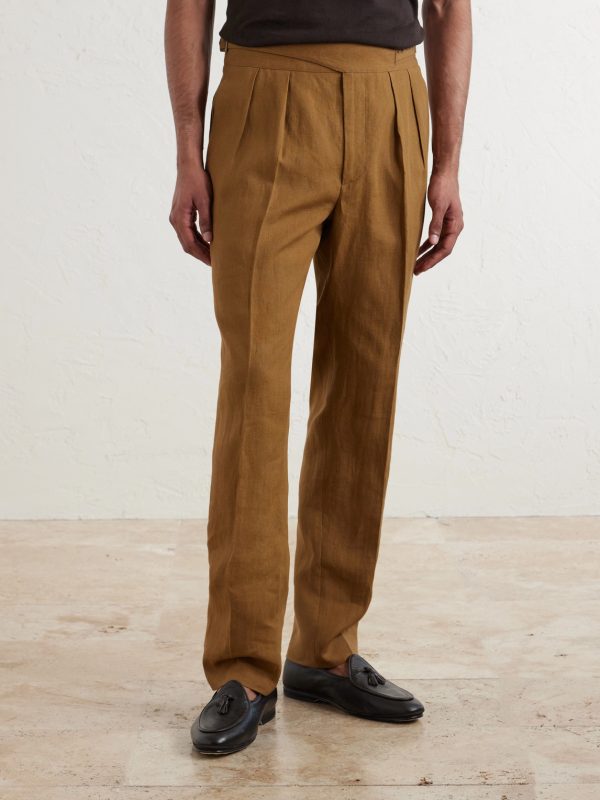 Manny Straight-Leg Pleated Linen Trousers - FR Manny Straight-Leg Pleated Linen Trousers - FR