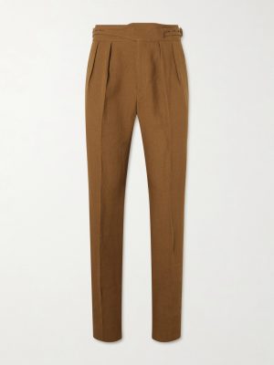 Manny Straight-Leg Pleated Linen Trousers