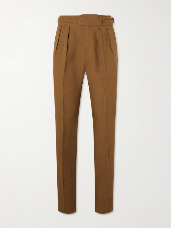 Manny Straight-Leg Pleated Linen Trousers Manny Straight-Leg Pleated Linen Trousers