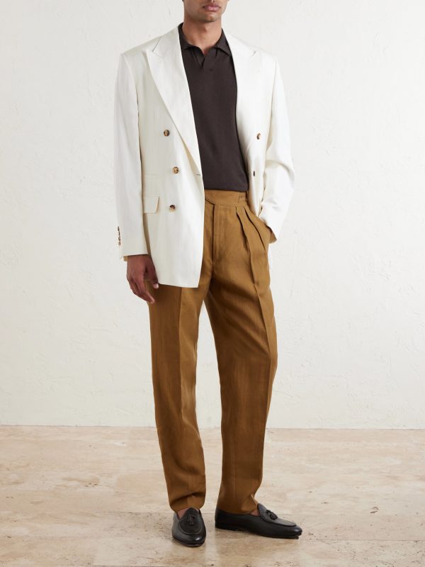 Manny Straight-Leg Pleated Linen Trousers - OU Manny Straight-Leg Pleated Linen Trousers - OU