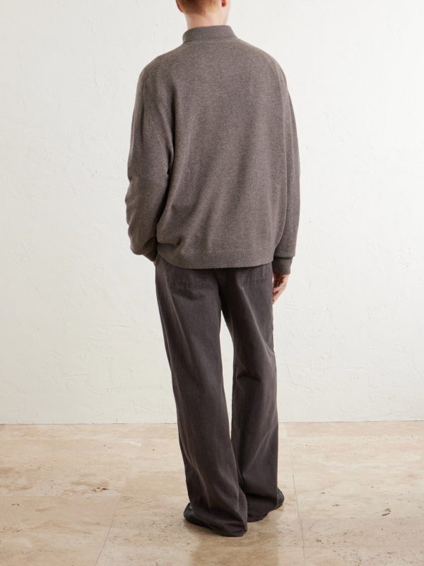 Oversized Logo-Embroidered Wool and Yak-Blend Polo Sweater - BK