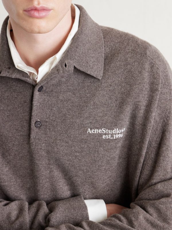 Oversized Logo-Embroidered Wool and Yak-Blend Polo Sweater - CU