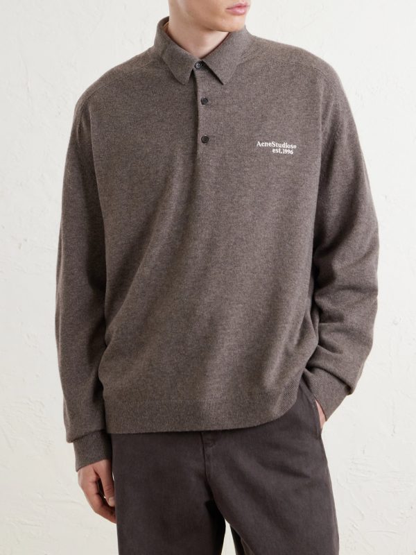 Oversized Logo-Embroidered Wool and Yak-Blend Polo Sweater - FR