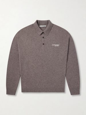 Oversized Logo-Embroidered Wool and Yak-Blend Polo Sweater
