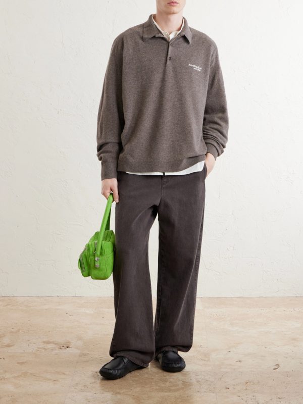 Oversized Logo-Embroidered Wool and Yak-Blend Polo Sweater - OU