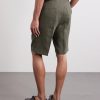 Straight-Leg Pleated Linen Shorts - BK Straight-Leg Pleated Linen Shorts - BK
