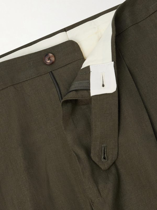 Straight-Leg Pleated Linen Shorts - E1 Straight-Leg Pleated Linen Shorts - E1