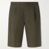 Straight-Leg Pleated Linen Shorts Straight-Leg Pleated Linen Shorts