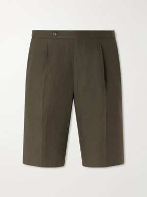 Straight-Leg Pleated Linen Shorts Straight-Leg Pleated Linen Shorts