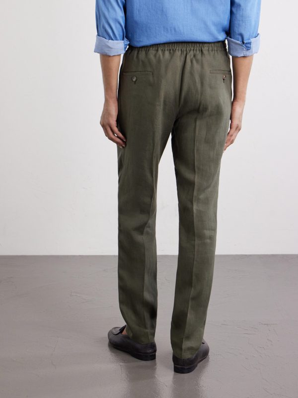 Straight-Leg Pleated Linen Suit Trousers - BK Straight-Leg Pleated Linen Suit Trousers - BK