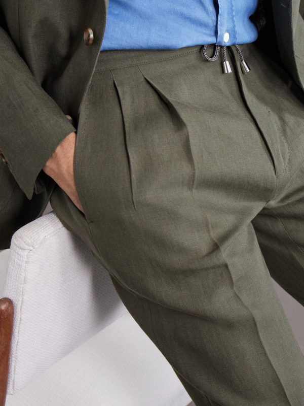 Straight-Leg Pleated Linen Suit Trousers - CU Straight-Leg Pleated Linen Suit Trousers - CU