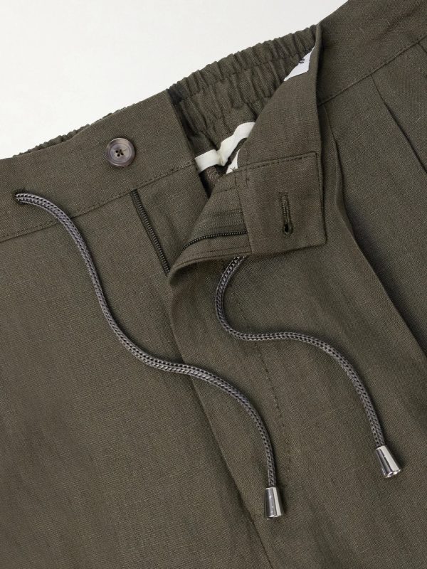 Straight-Leg Pleated Linen Suit Trousers - E1 Straight-Leg Pleated Linen Suit Trousers - E1