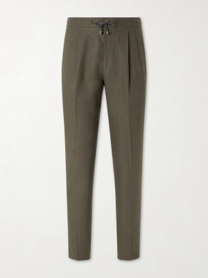 Straight-Leg Pleated Linen Suit Trousers Straight-Leg Pleated Linen Suit Trousers
