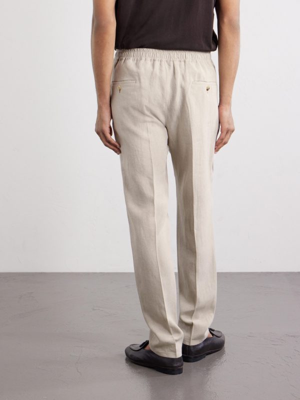 Straight-Leg Pleated Linen Suit Trousers - BK Straight-Leg Pleated Linen Suit Trousers - BK