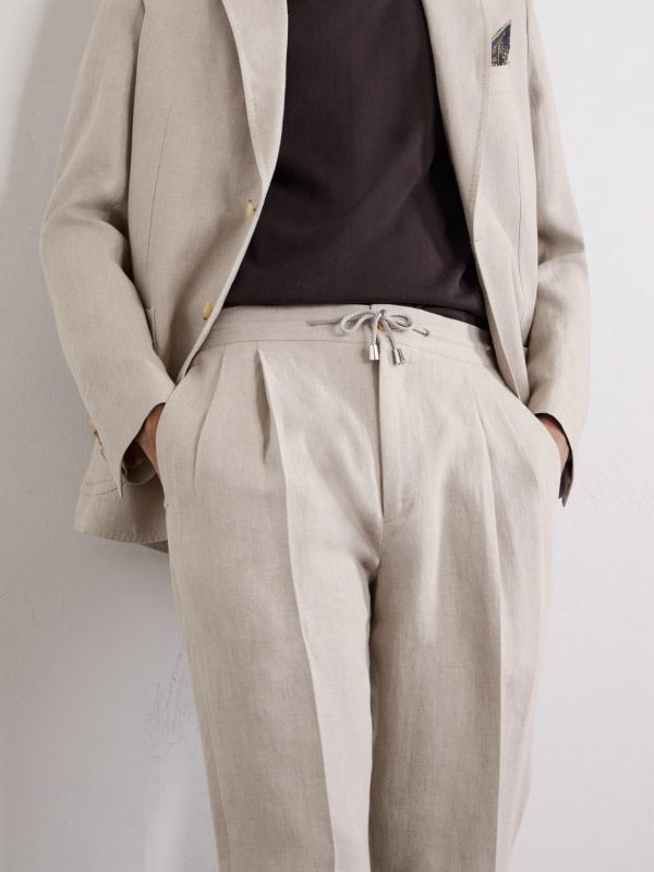 Straight-Leg Pleated Linen Suit Trousers - CU Straight-Leg Pleated Linen Suit Trousers - CU