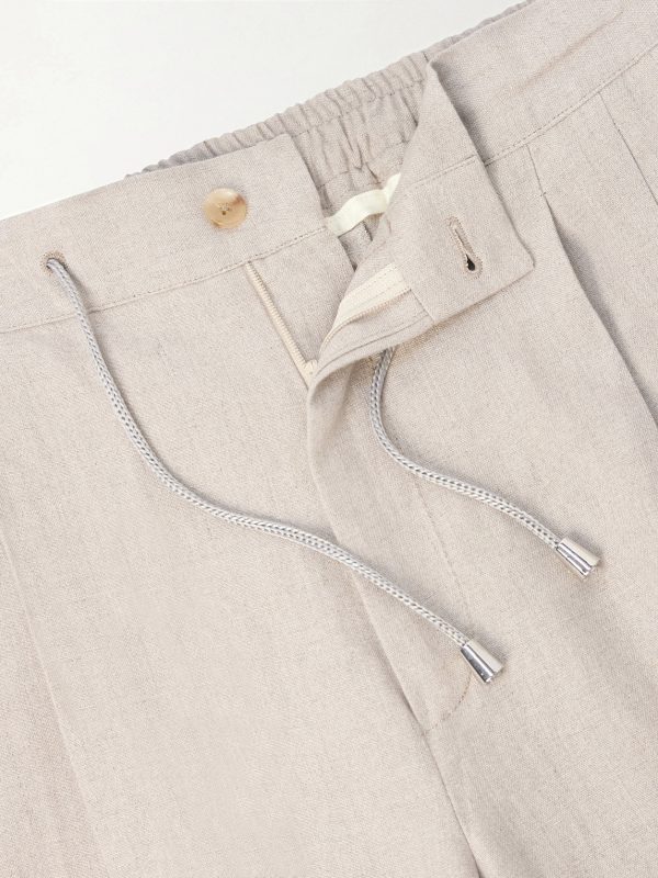 Straight-Leg Pleated Linen Suit Trousers - E1 Straight-Leg Pleated Linen Suit Trousers - E1