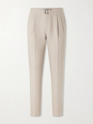 Straight-Leg Pleated Linen Suit Trousers Straight-Leg Pleated Linen Suit Trousers