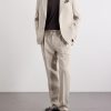 Straight-Leg Pleated Linen Suit Trousers - OU Straight-Leg Pleated Linen Suit Trousers - OU