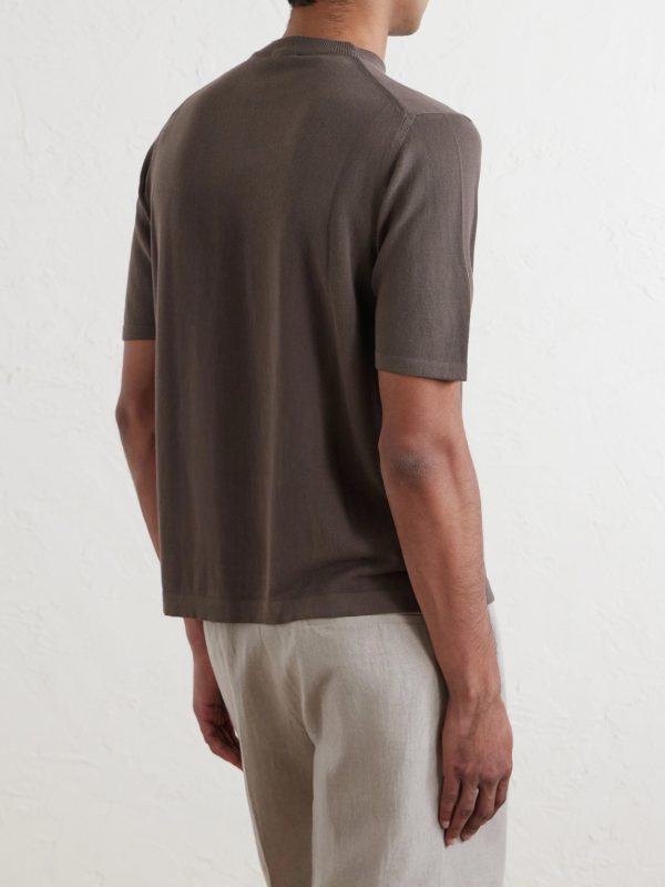 Knitted Cotton T-Shirt - BK Knitted Cotton T-Shirt - BK