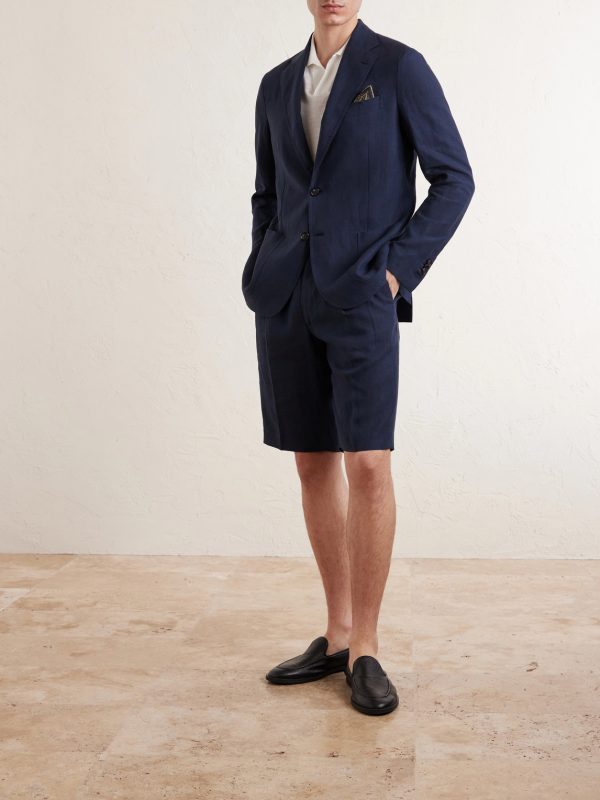 Linen Single-Breasted Blazer - OU Linen Single-Breasted Blazer - OU