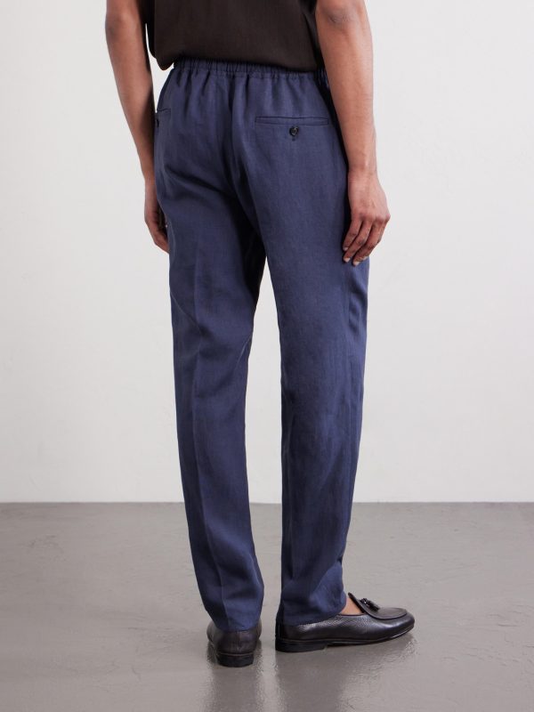 Straight-Leg Pleated Linen Suit Trousers - BK Straight-Leg Pleated Linen Suit Trousers - BK