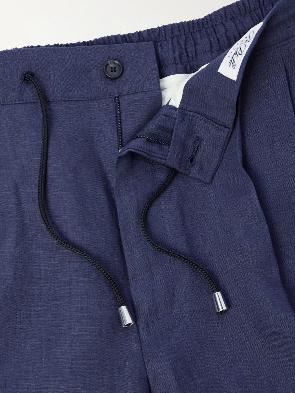 Straight-Leg Pleated Linen Suit Trousers - E1 Straight-Leg Pleated Linen Suit Trousers - E1