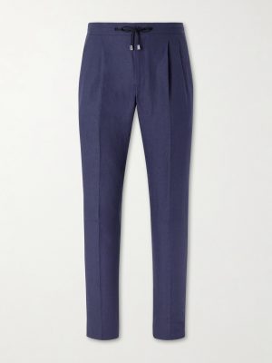 Straight-Leg Pleated Linen Suit Trousers Straight-Leg Pleated Linen Suit Trousers