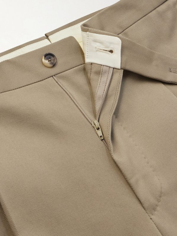 Straight-Leg Cotton-Blend Twill Trousers - E1