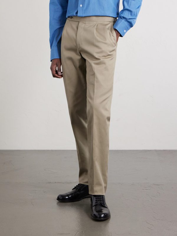 Straight-Leg Cotton-Blend Twill Trousers - FR