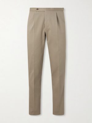 Straight-Leg Cotton-Blend Twill Trousers Straight-Leg Cotton-Blend Twill Trousers