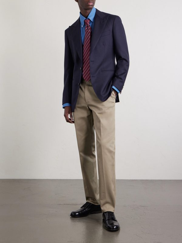 Straight-Leg Cotton-Blend Twill Trousers - OU
