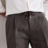 Straight-Leg Pleated Linen Suit Trousers - CU