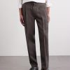 Straight-Leg Pleated Linen Suit Trousers - FR