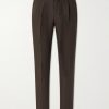 Straight-Leg Pleated Linen Suit Trousers