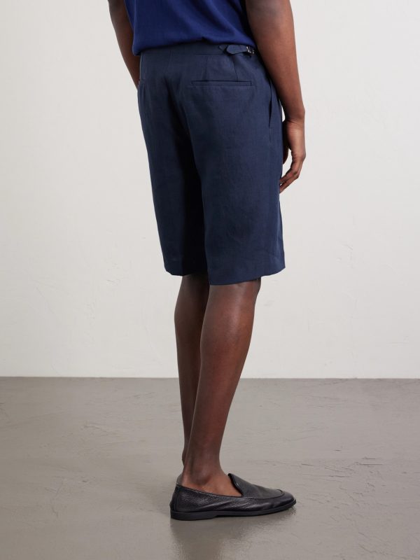 Straight-Leg Linen Shorts - BK Straight-Leg Linen Shorts - BK