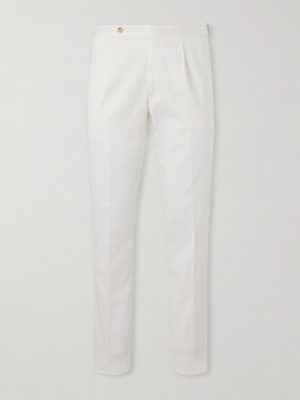 Straight-Leg Cotton-Blend Twill Trousers Straight-Leg Cotton-Blend Twill Trousers