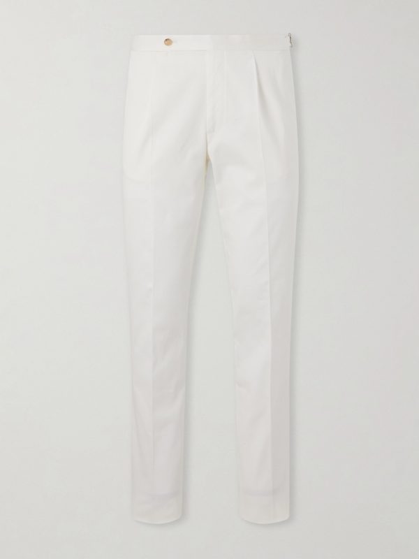 Straight-Leg Cotton-Blend Twill Trousers Straight-Leg Cotton-Blend Twill Trousers