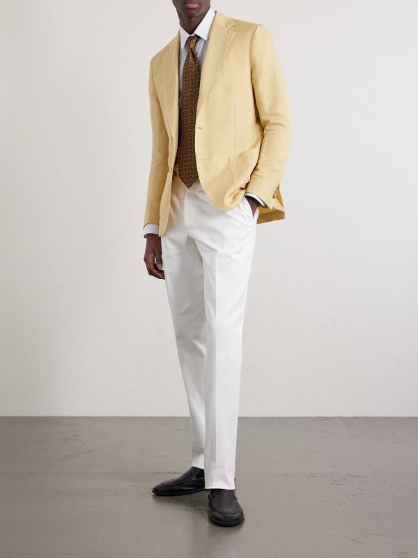 Straight-Leg Cotton-Blend Twill Trousers - OU Straight-Leg Cotton-Blend Twill Trousers - OU