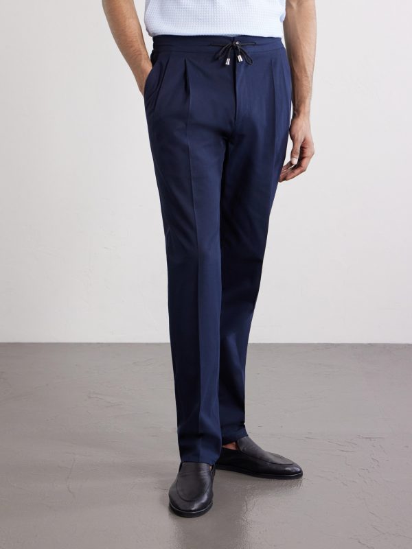 Straight-Leg Pleated Cotton-Twill Trousers - FR Straight-Leg Pleated Cotton-Twill Trousers - FR