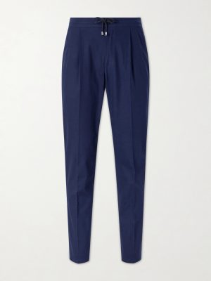 Straight-Leg Pleated Cotton-Twill Trousers Straight-Leg Pleated Cotton-Twill Trousers