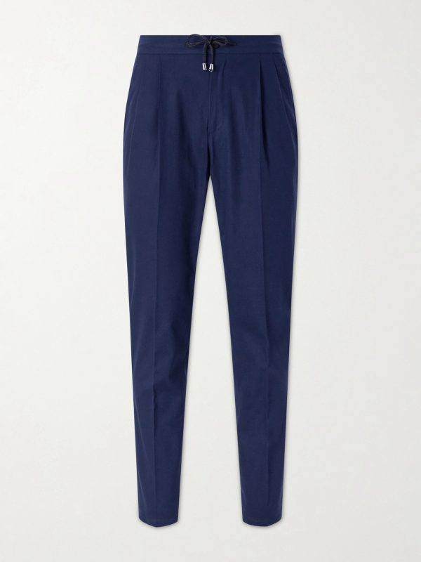 Straight-Leg Pleated Cotton-Twill Trousers Straight-Leg Pleated Cotton-Twill Trousers